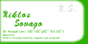 miklos sovago business card